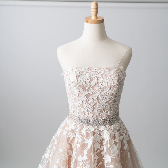 SHERRI HILL Tulle Strapless Appliqué Gown - Picture 4 of 8